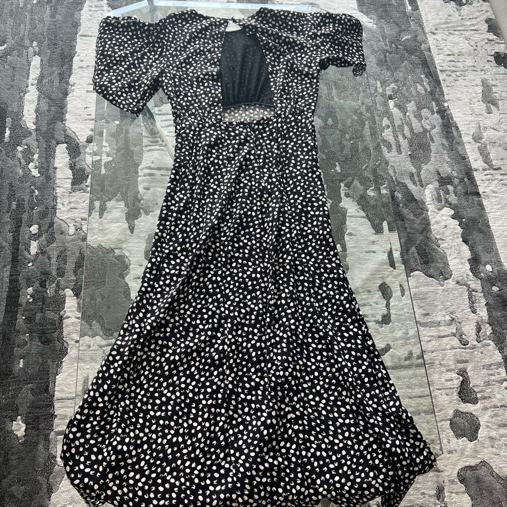 Topshop Austin Spot Print Midi Dress in Monochrome - Picture 4 of 10